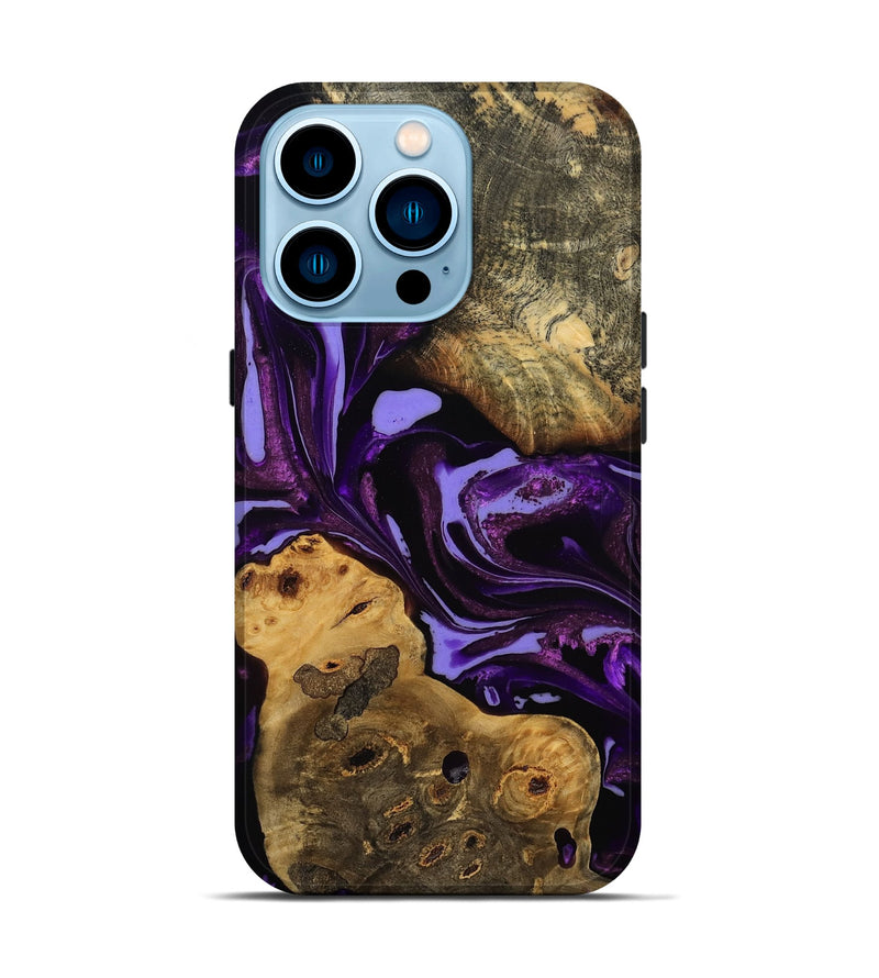 iPhone 14 Pro Wood Live Edge Phone Case - Ellen (Purple, 808714)