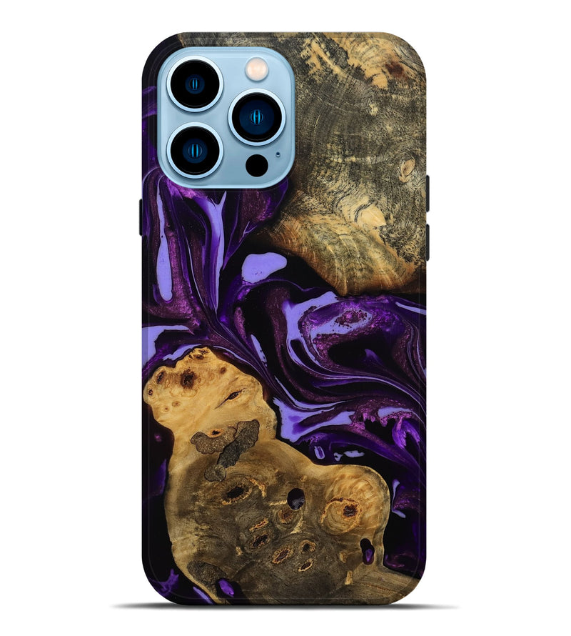 iPhone 14 Pro Max Wood Live Edge Phone Case - Ellen (Purple, 808714)