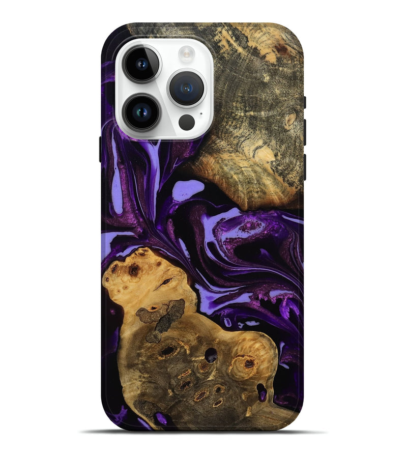 iPhone 15 Pro Max Wood Live Edge Phone Case - Ellen (Purple, 808714)