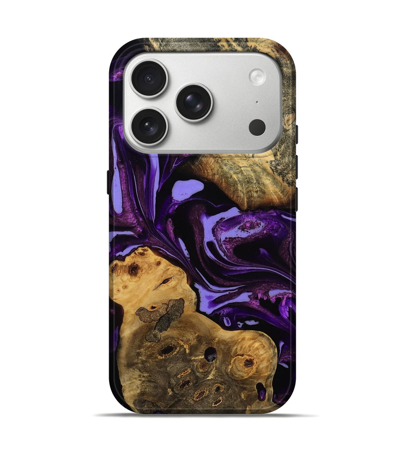 iPhone 17 Pro Wood Live Edge Phone Case - Ellen (Purple, 808714)