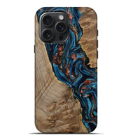 iPhone 16 Pro Max Wood Live Edge Phone Case - Kyler (Teal & Gold, 808715)
