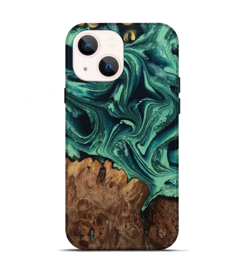 iPhone 13 Wood Live Edge Phone Case - Brody (Green, 808717)