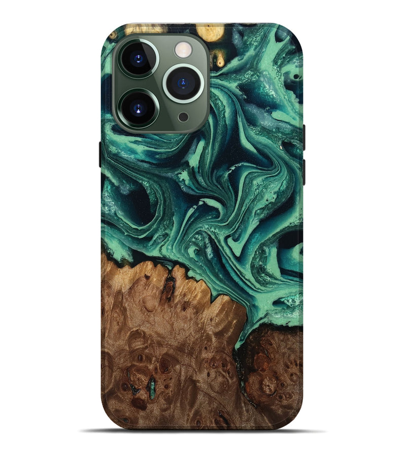iPhone 13 Pro Max Wood Live Edge Phone Case - Brody (Green, 808717)