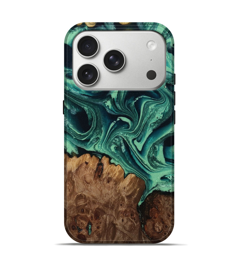 iPhone 17 Pro Wood Live Edge Phone Case - Brody (Green, 808717)