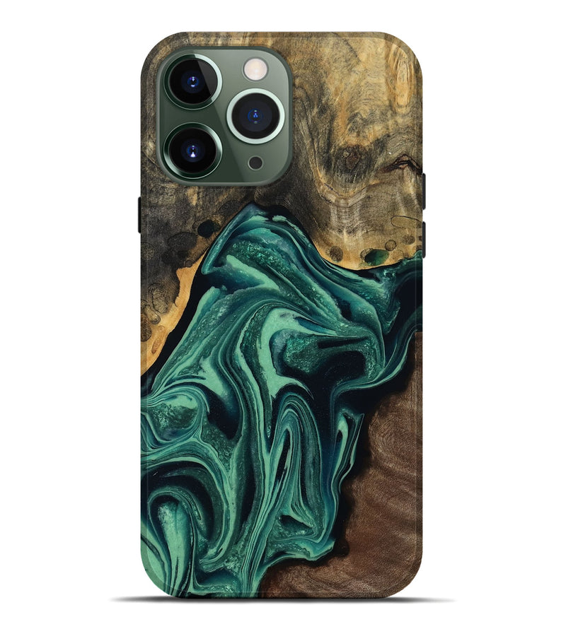 iPhone 13 Pro Max Wood Live Edge Phone Case - Jeff (Green, 808719)