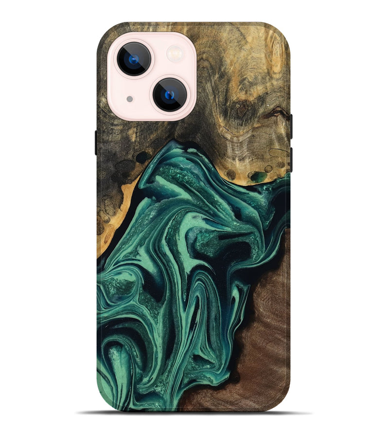 iPhone 14 Plus Wood Live Edge Phone Case - Jeff (Green, 808719)