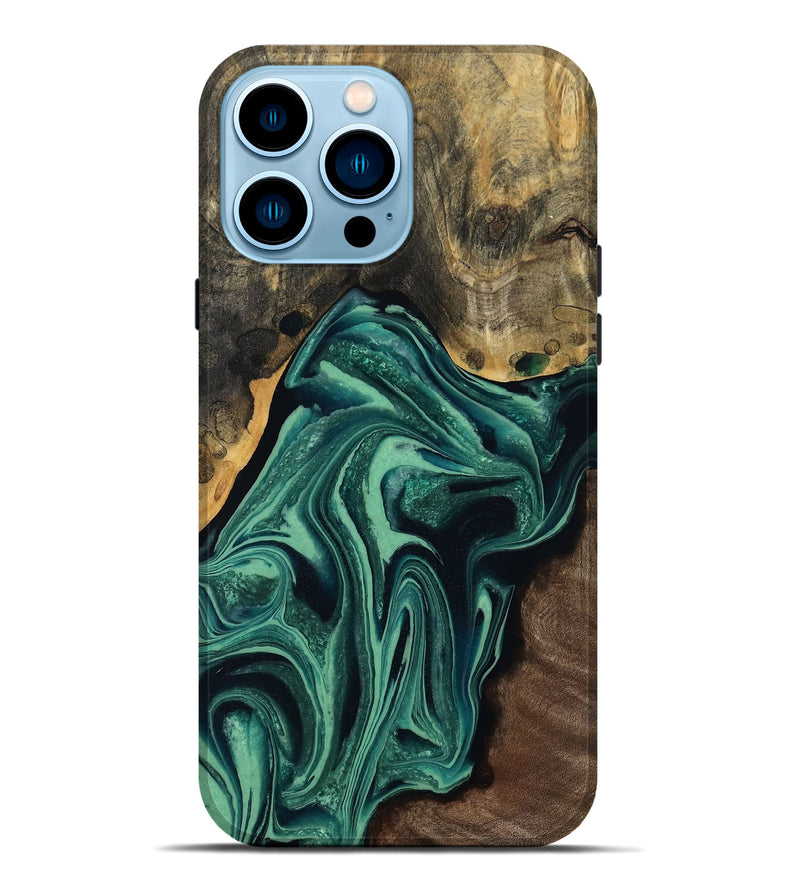 iPhone 14 Pro Max Wood Live Edge Phone Case - Jeff (Green, 808719)
