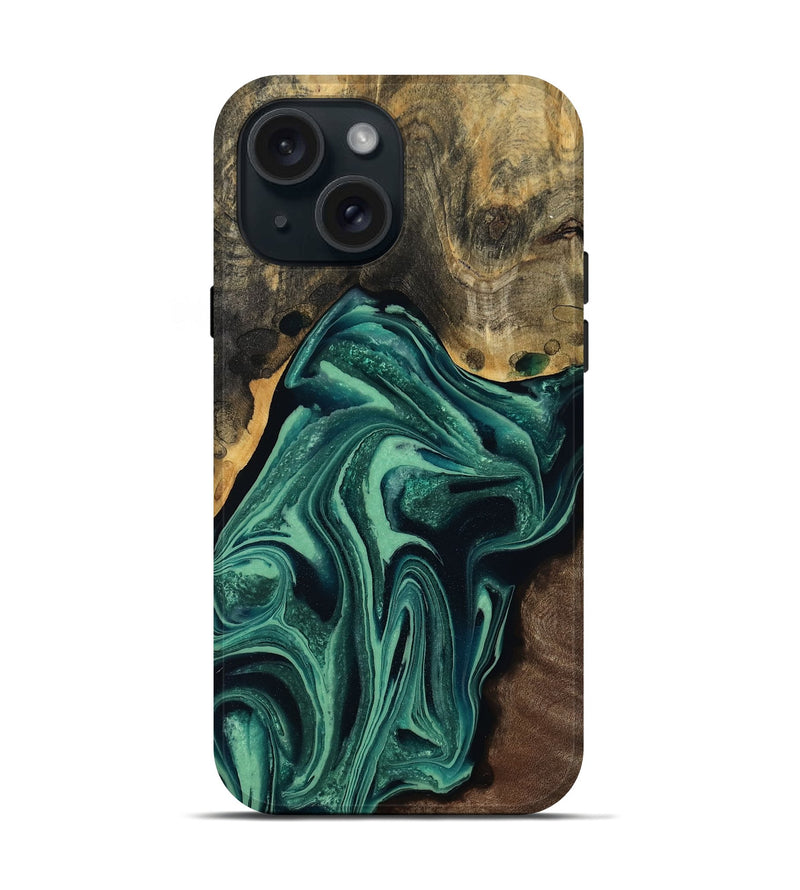iPhone 15 Wood Live Edge Phone Case - Jeff (Green, 808719)