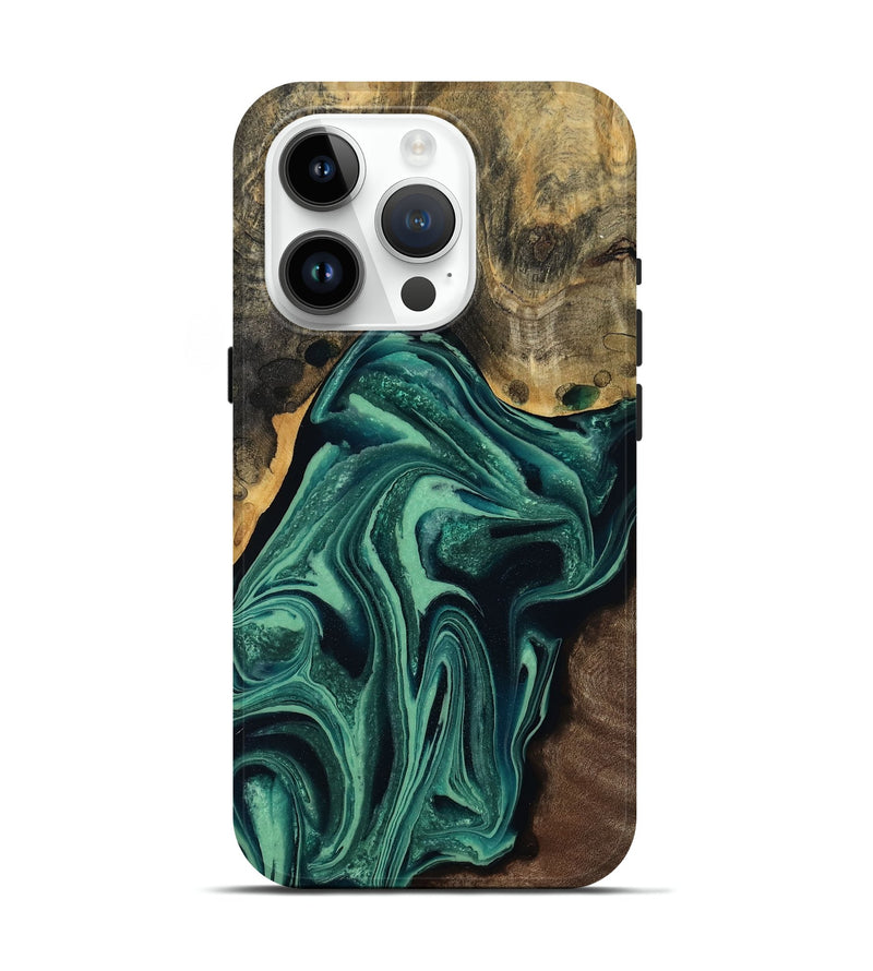 iPhone 15 Pro Wood Live Edge Phone Case - Jeff (Green, 808719)