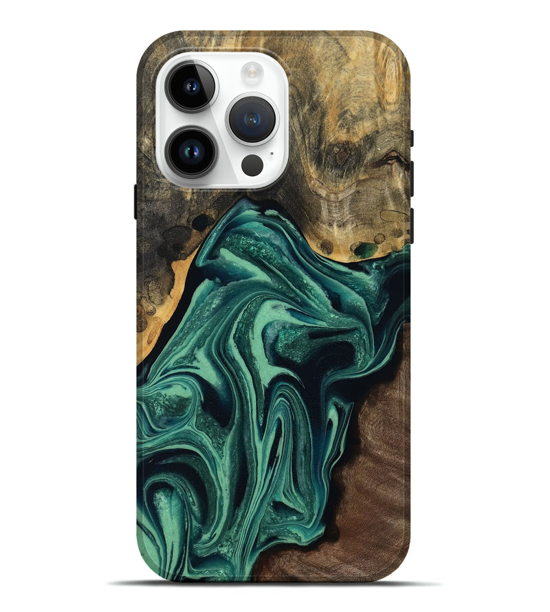 iPhone 15 Pro Max Wood Live Edge Phone Case - Jeff (Green, 808719)