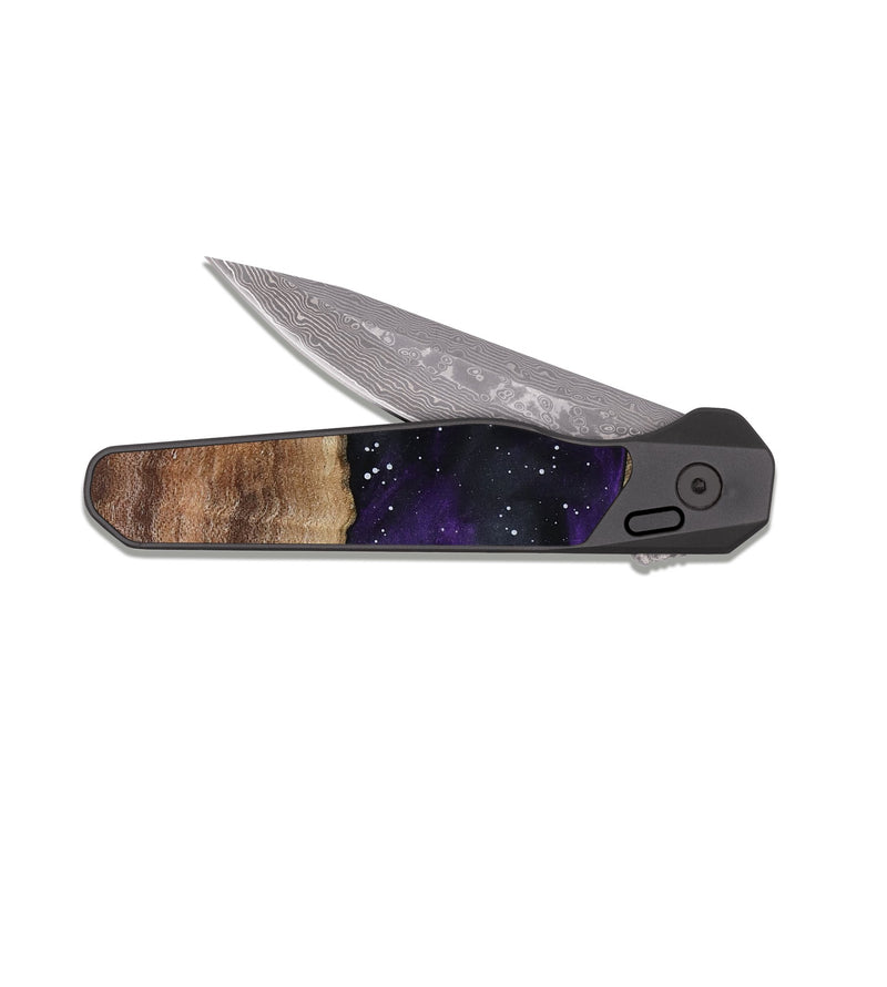 EDC Dark Damascus Wood Pocket Knife - Josiah (Cosmos, 808809)