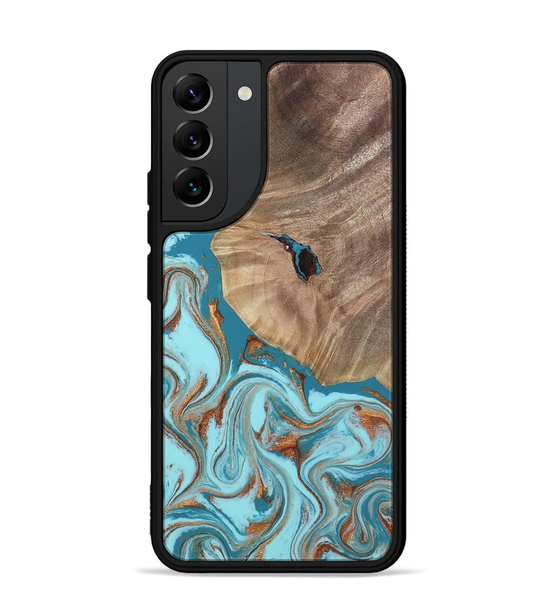 Galaxy S22 Plus Wood Phone Case - Britni (Teal & Gold, 808813)
