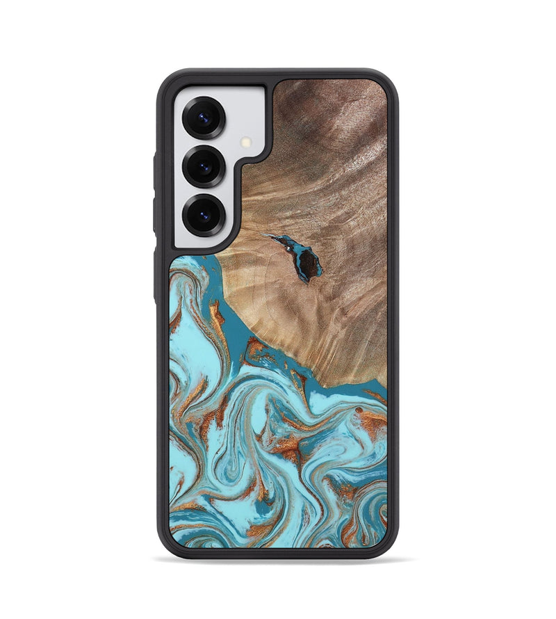 Galaxy S25 Wood Phone Case - Britni (Teal & Gold, 808813)
