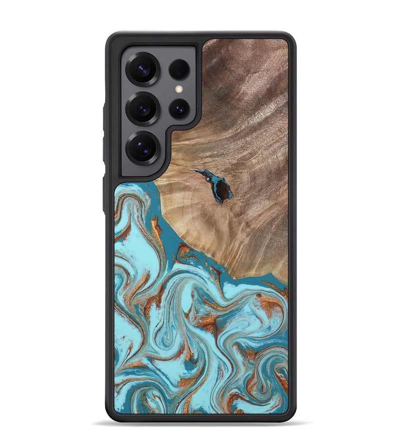 Galaxy S25 Ultra Wood Phone Case - Britni (Teal & Gold, 808813)