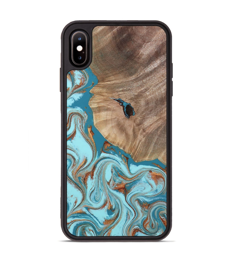 iPhone Xs Max Wood Phone Case - Britni (Teal & Gold, 808813)