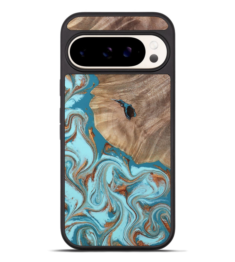 Pixel 9 Pro XL Wood Phone Case - Britni (Teal & Gold, 808813)