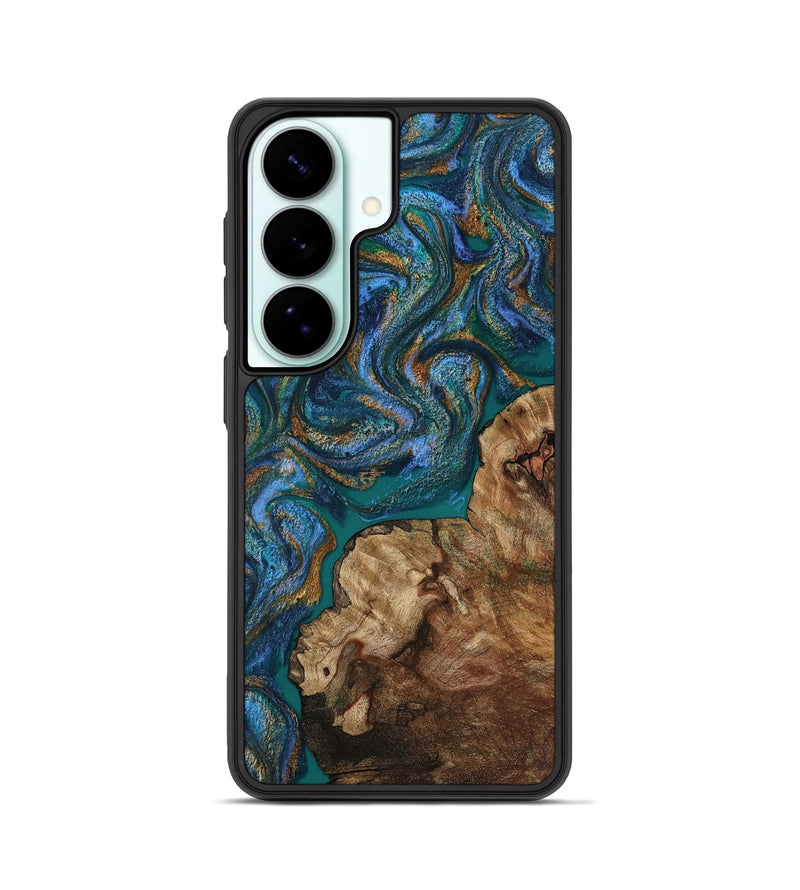 Galaxy S26 Wood Phone Case - Brennan (Teal & Gold, 808815)