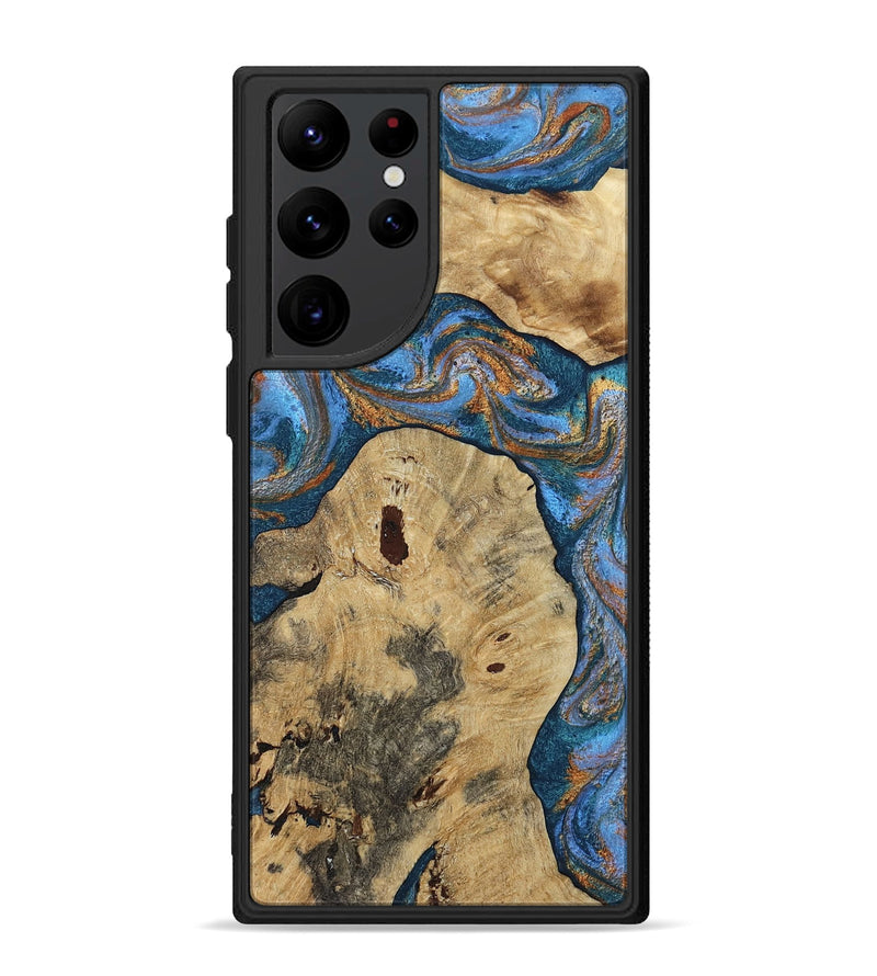 Galaxy S22 Ultra Wood Phone Case - Vernon (Teal & Gold, 808817)