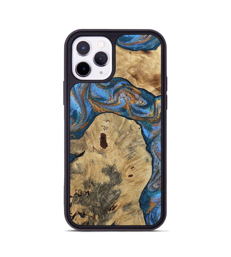 iPhone 11 Pro Wood Phone Case - Vernon (Teal & Gold, 808817)
