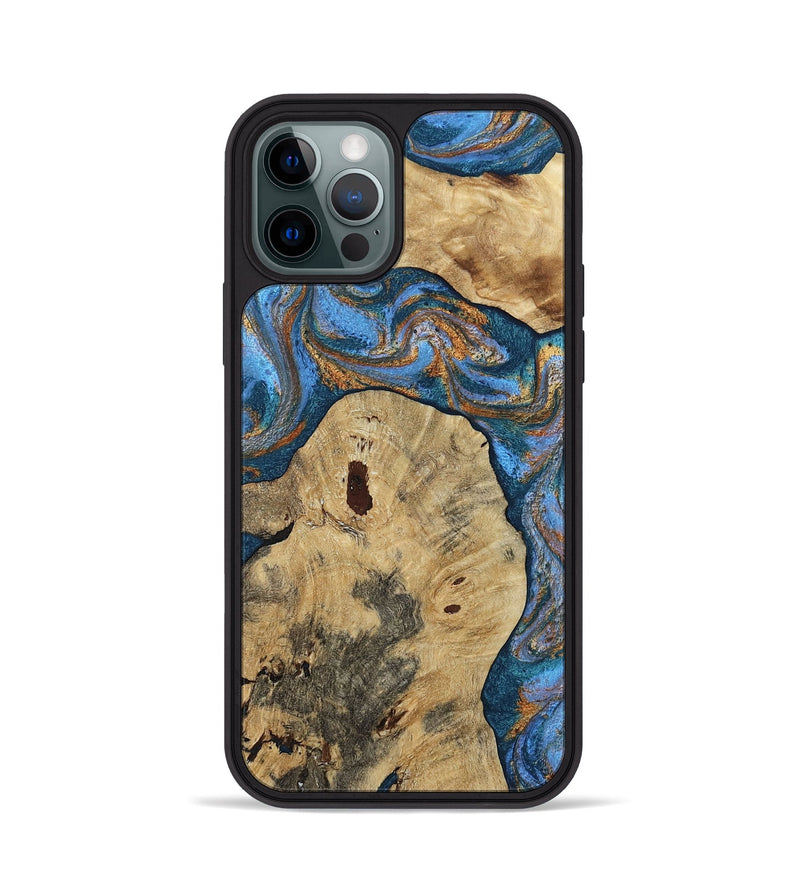 iPhone 12 Pro Wood Phone Case - Vernon (Teal & Gold, 808817)