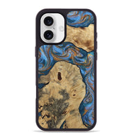 iPhone 16 Plus Wood Phone Case - Vernon (Teal & Gold, 808817)