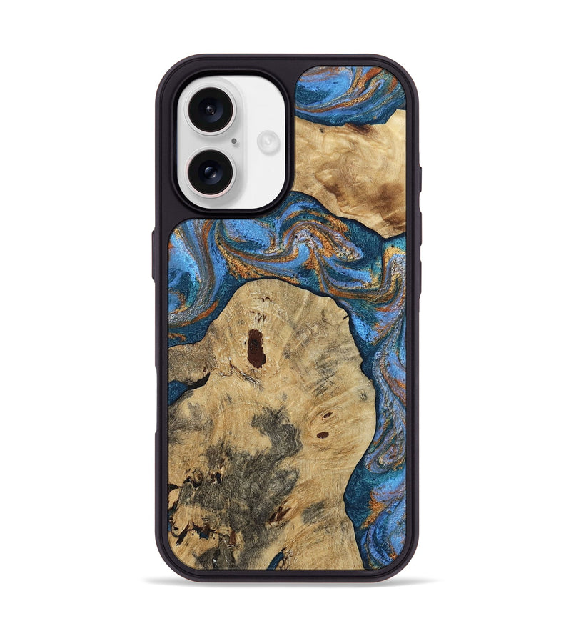 iPhone 17 Wood Phone Case - Vernon (Teal & Gold, 808817)