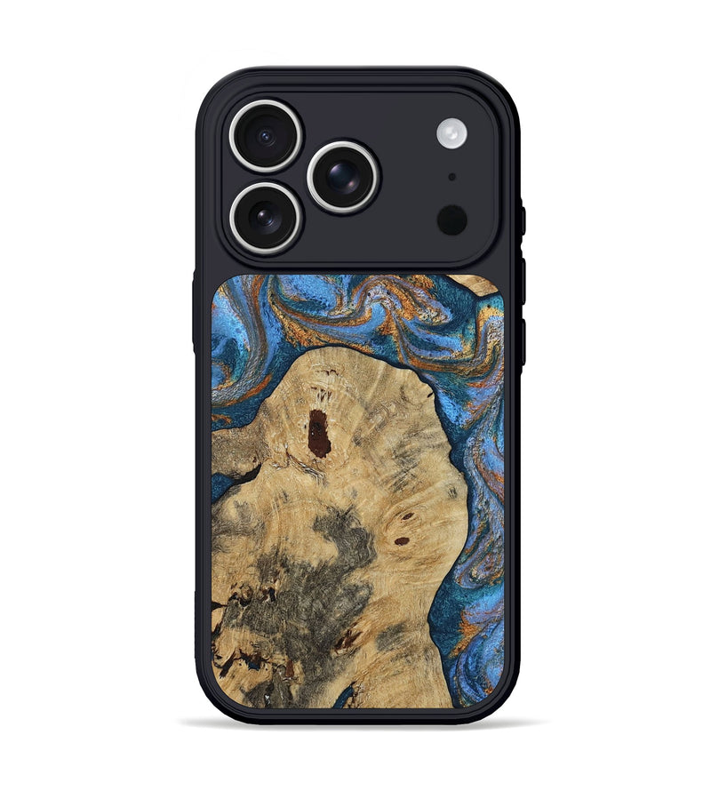 iPhone 17 Pro Wood Phone Case - Vernon (Teal & Gold, 808817)