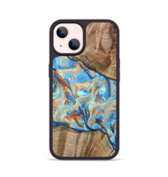 iPhone 14 Wood Phone Case - Kylan (Teal & Gold, 808819)