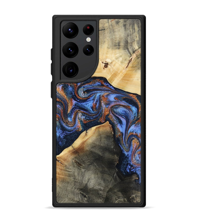 Galaxy S22 Ultra Wood Phone Case - Kayla (Teal & Gold, 808822)