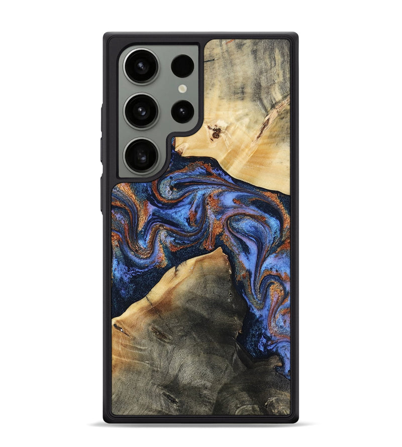 Galaxy S24 Ultra Wood Phone Case - Kayla (Teal & Gold, 808822)