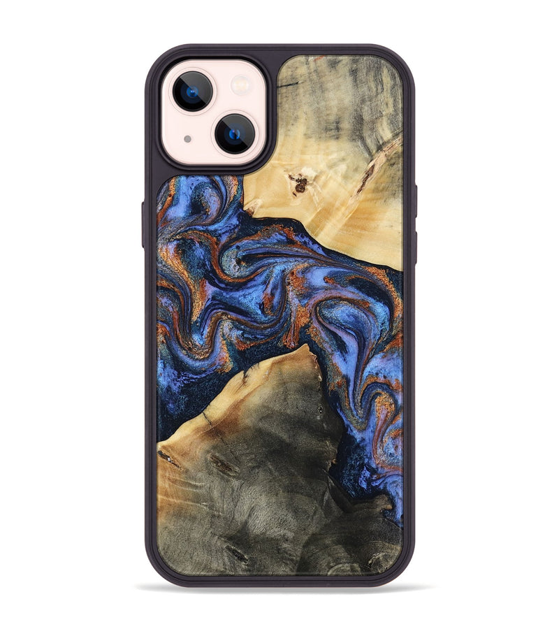 iPhone 14 Plus Wood Phone Case - Kayla (Teal & Gold, 808822)