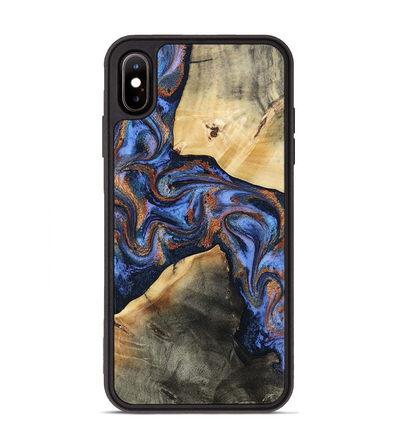 iPhone Xs Max Wood Phone Case - Kayla (Teal & Gold, 808822)