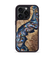iPhone 16 Pro Wood Phone Case - Kellie (Teal & Gold, 808850)