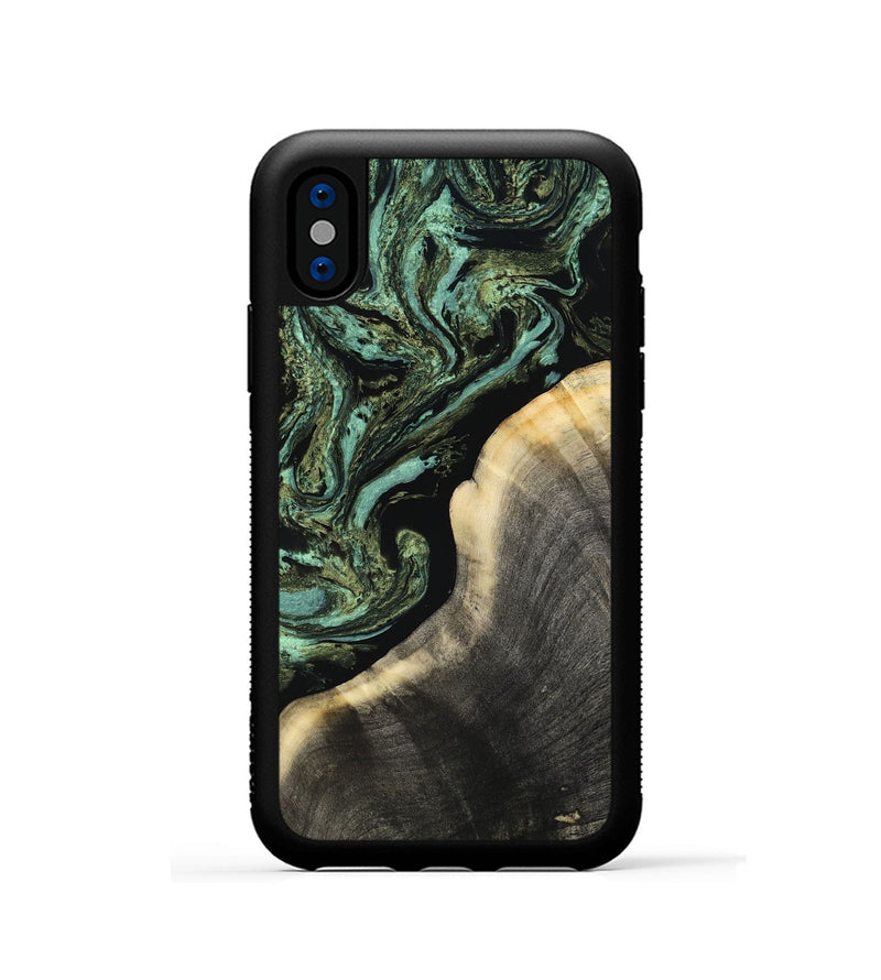 iPhone Xs Wood Phone Case - Sharron (Green, 808876)