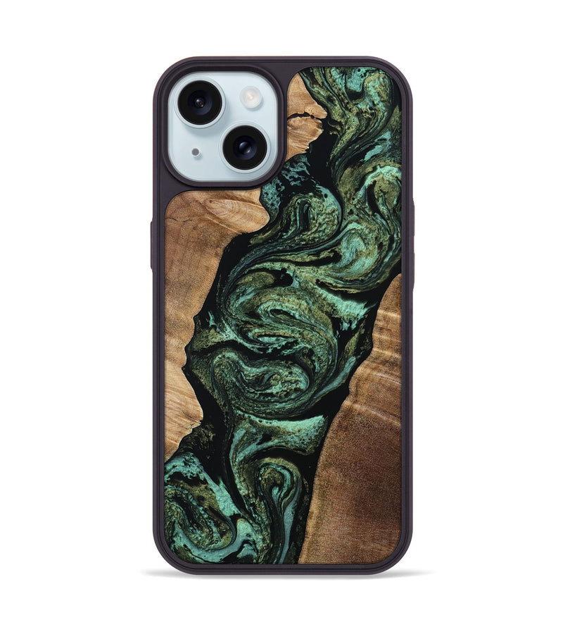 iPhone 15 Wood Phone Case - Gerhard (Green, 808877)