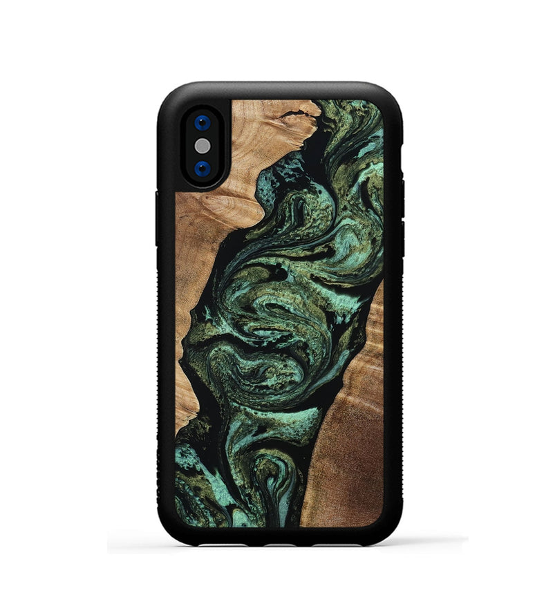 iPhone Xs Wood Phone Case - Gerhard (Green, 808877)