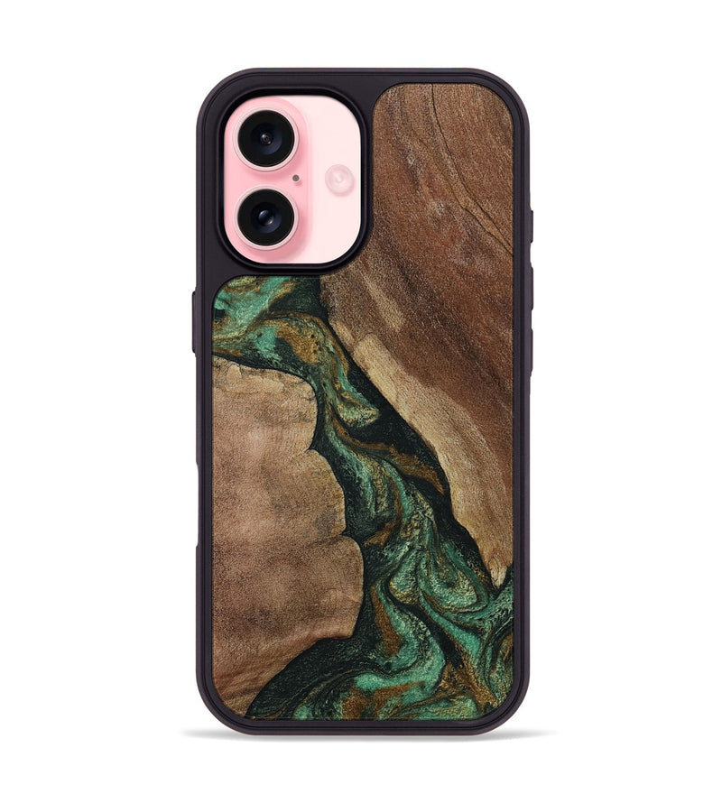 iPhone 16 Wood Phone Case - Qiana (Green, 808878)