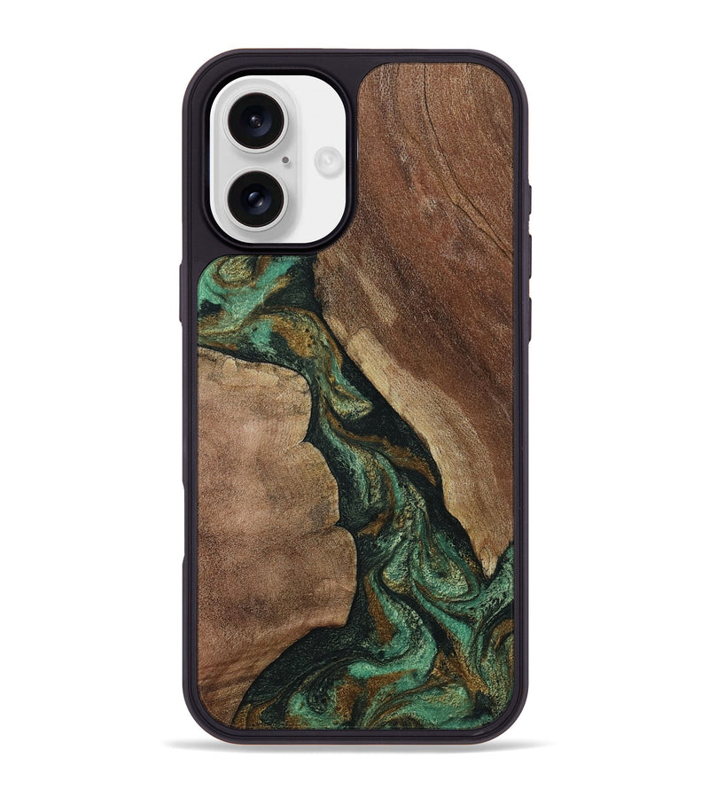 iPhone 16 Plus Wood Phone Case - Qiana (Green, 808878)