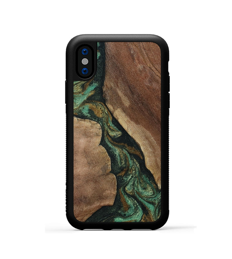 iPhone Xs Wood Phone Case - Qiana (Green, 808878)