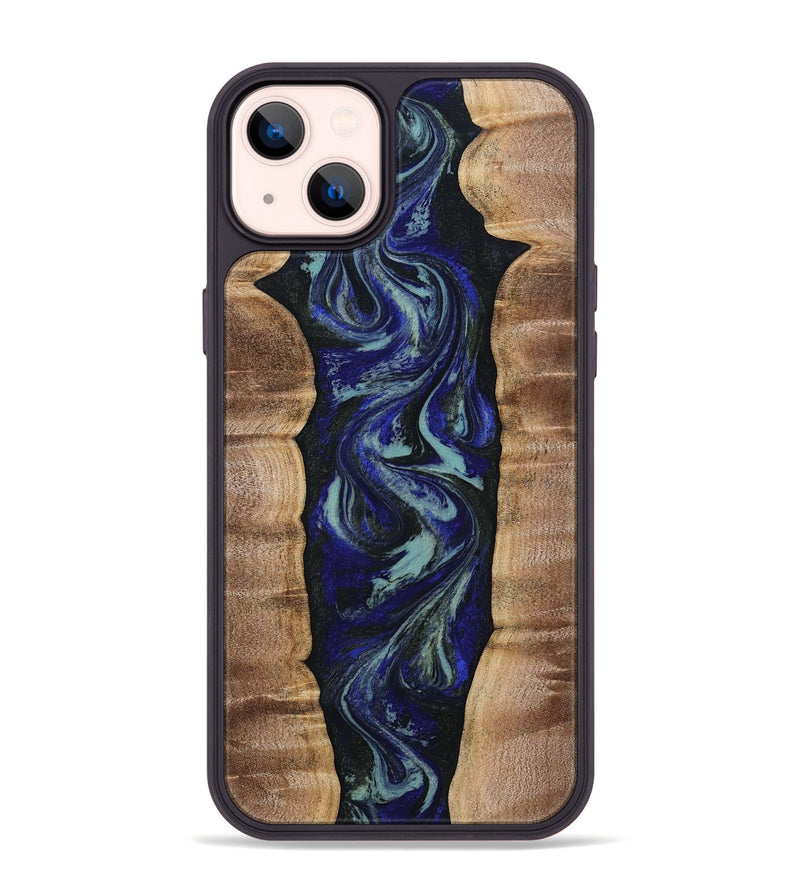 iPhone 14 Plus Wood Phone Case - Damon (Blue, 808880)