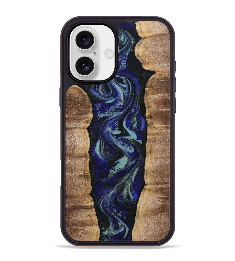 iPhone 16 Plus Wood Phone Case - Damon (Blue, 808880)