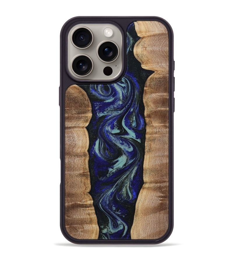 iPhone 16 Pro Max Wood Phone Case - Damon (Blue, 808880)