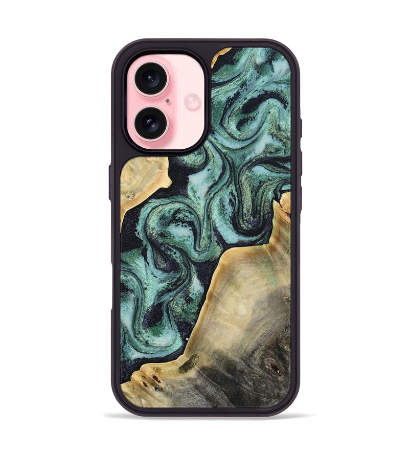 iPhone 16 Wood Phone Case - Kory (Green, 808882)