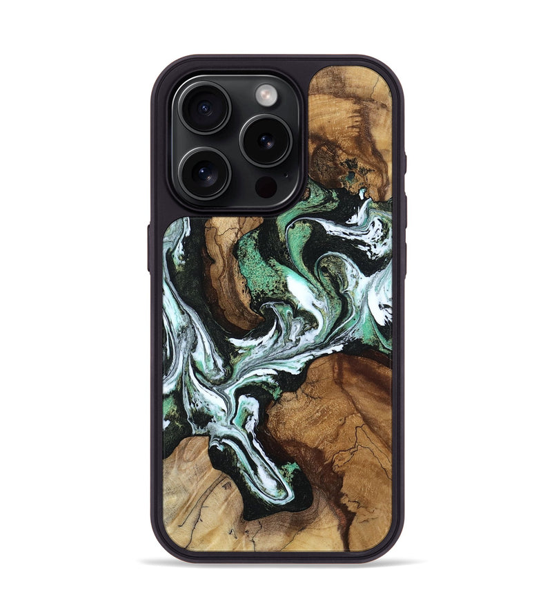 iPhone 15 Pro Wood Phone Case - Carly (Green, 808884)