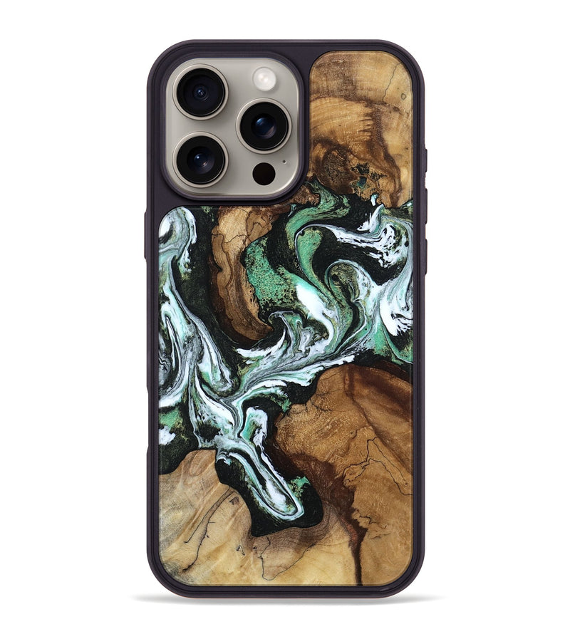iPhone 16 Pro Max Wood Phone Case - Carly (Green, 808884)