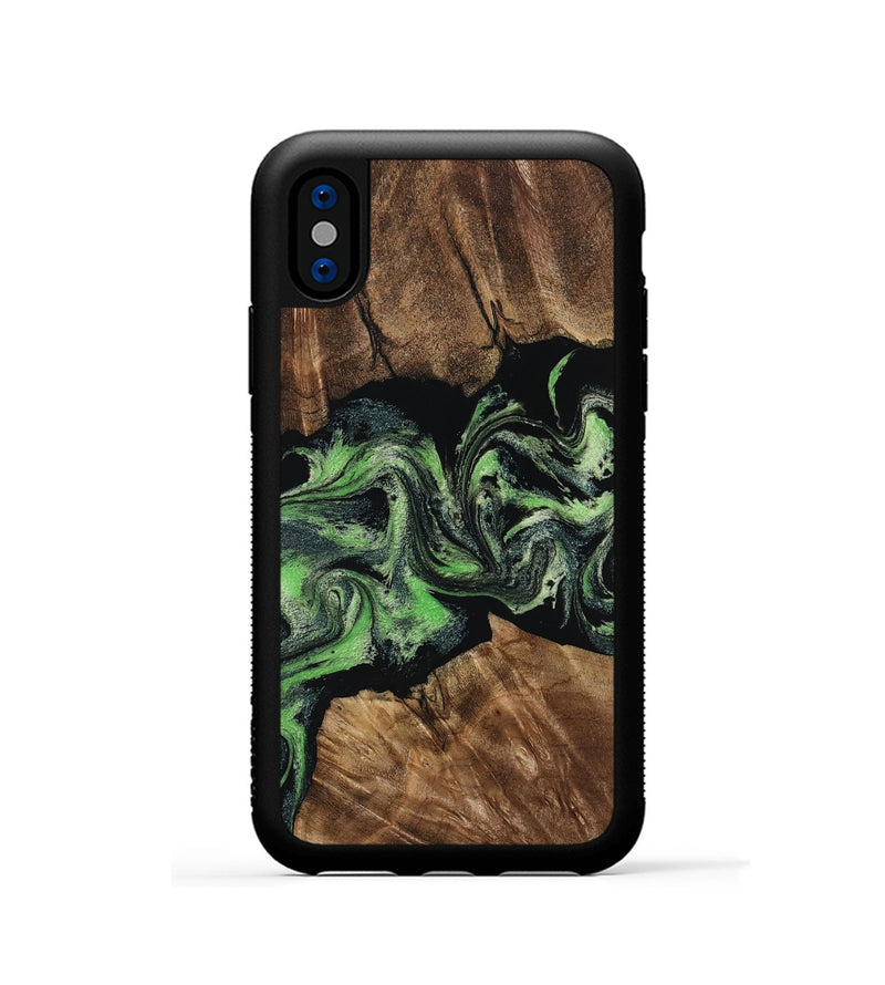 iPhone Xs Wood Phone Case - Matthew (Green, 808885)