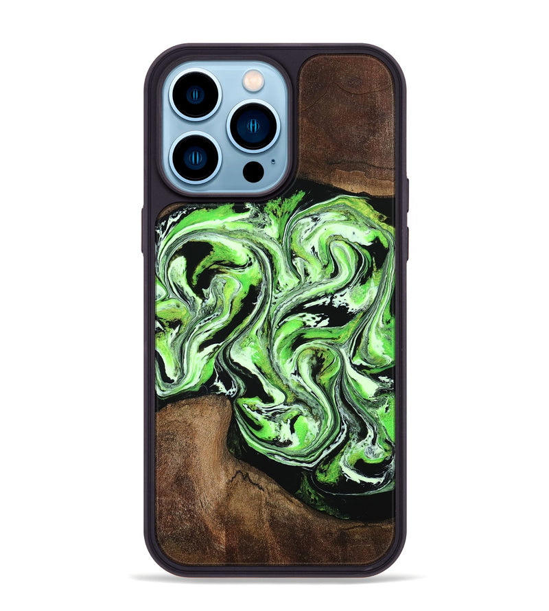 iPhone 14 Pro Max Wood Phone Case - Kyrie (Green, 808886)