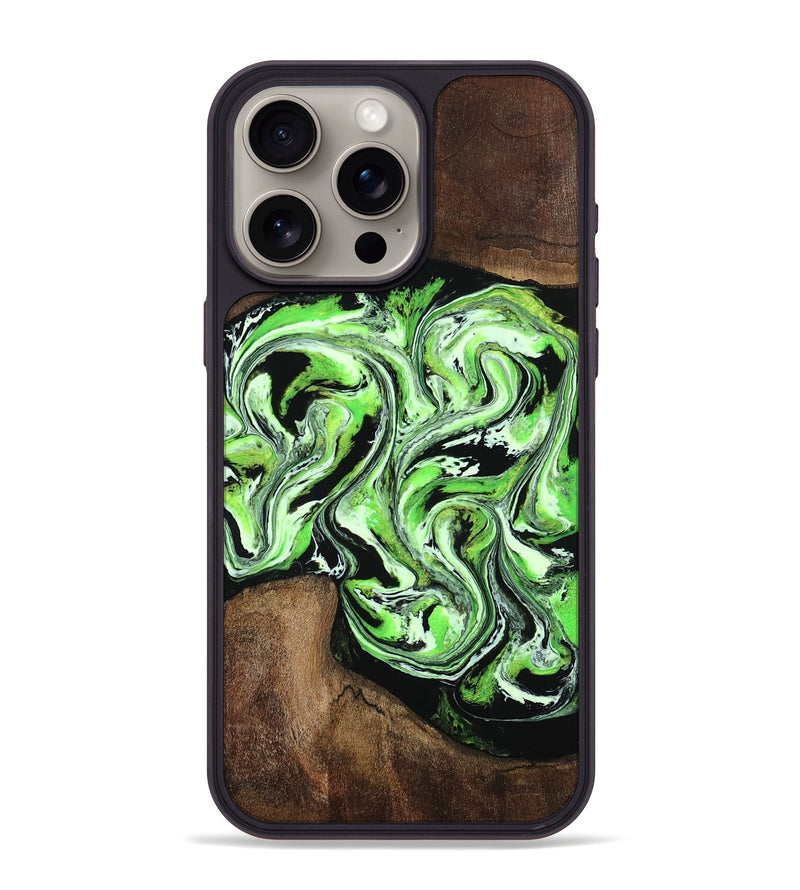 iPhone 15 Pro Max Wood Phone Case - Kyrie (Green, 808886)