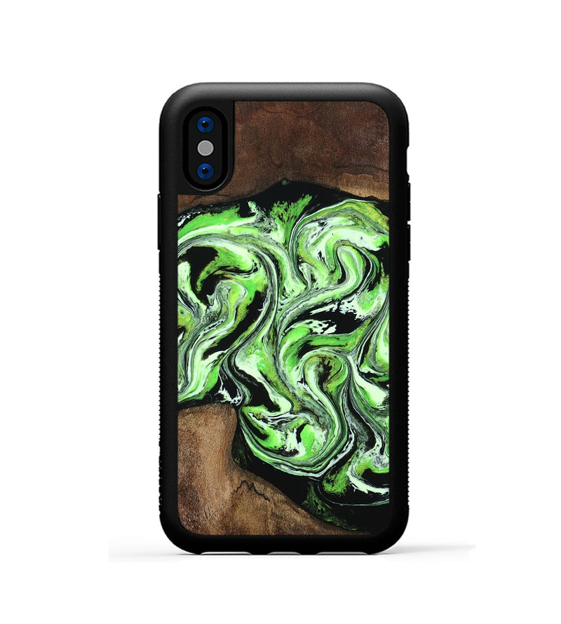 iPhone Xs Wood Phone Case - Kyrie (Green, 808886)