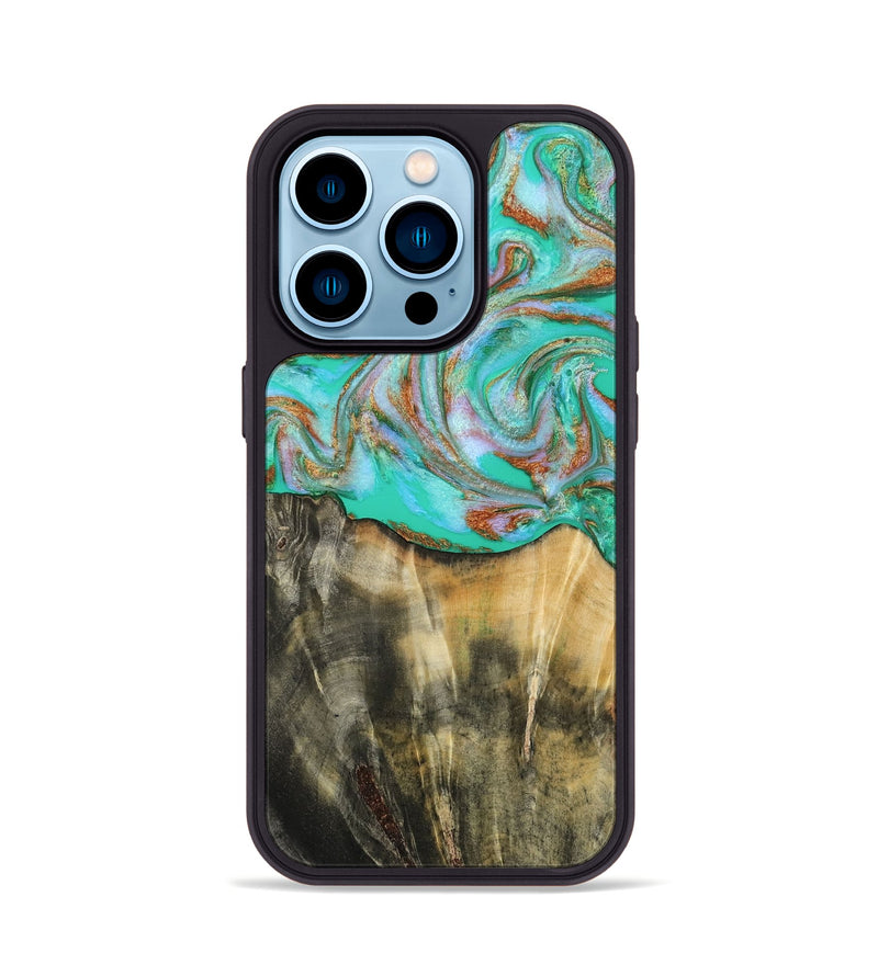 iPhone 14 Pro Wood Phone Case - Addisyn (Green, 808887)